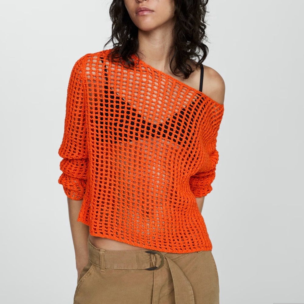 Orange Open Knit Sweater